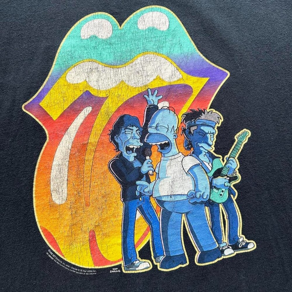 Vintage 2002 The Simpsons x The Rolling Stones Tongue Lips Cartoon Character XL‎